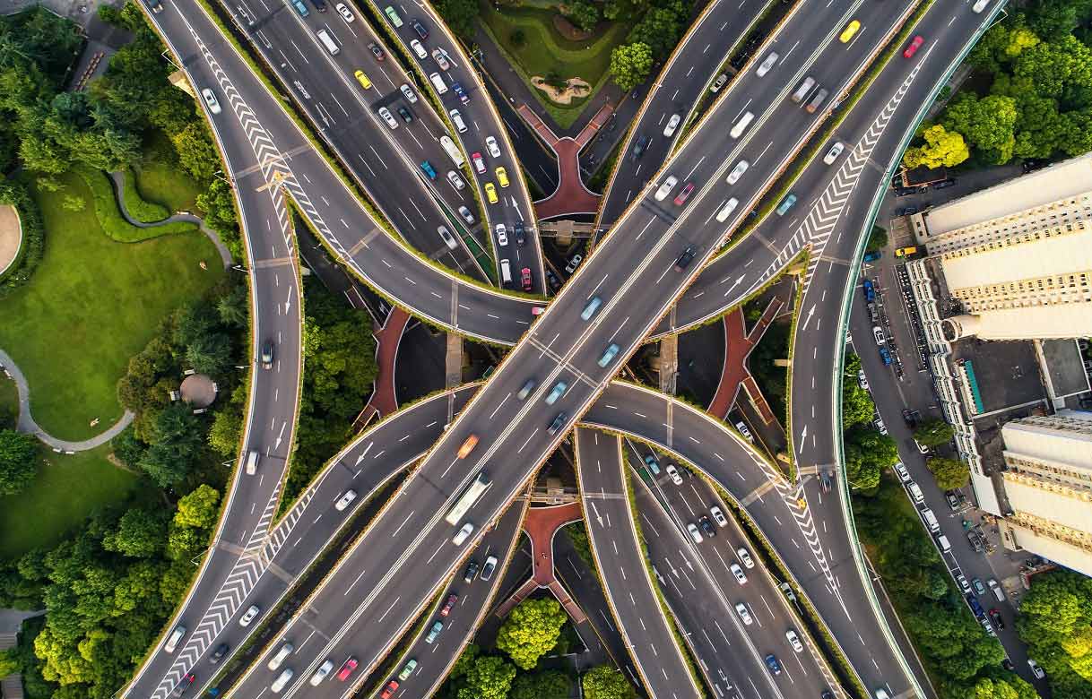 highway bridge with road traffic